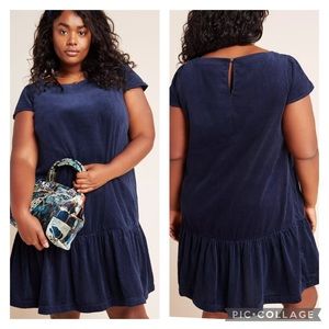 MAEVE by ANTHROPOLOGIE Navy Blue “Tessa”Lightweight Corduroy Dress